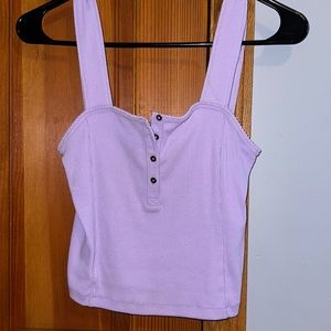 Abercrombie wide strap purple henley crop tank top